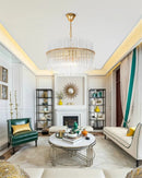 Nordic design crystal chandelier with gold metal and glass rods