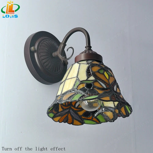 Antique tiffany wall light with floral motif for decorative lighting - vue 7 sur 6