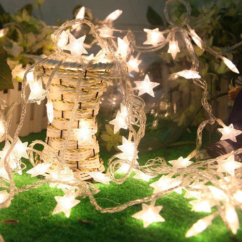 LED star string lights garland for Christmas and celebrations - vue 3 sur 9