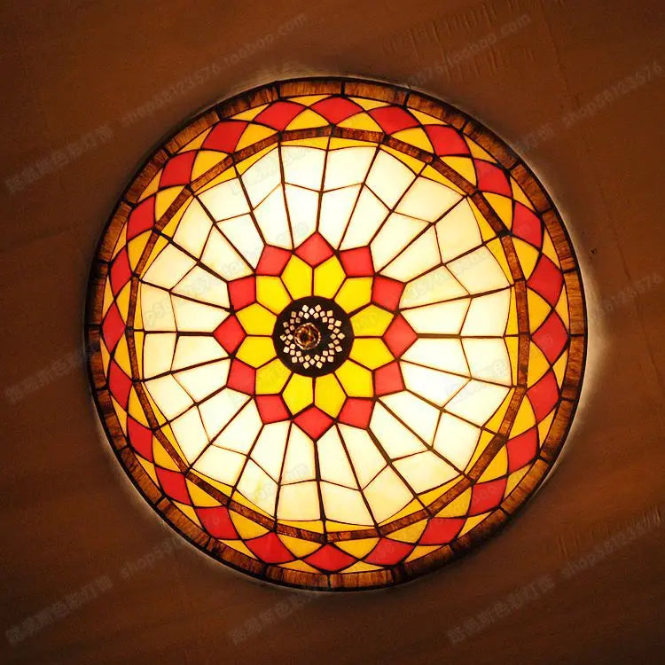 Minimalist stained glass ceiling light American style for children - vue 2 sur 6