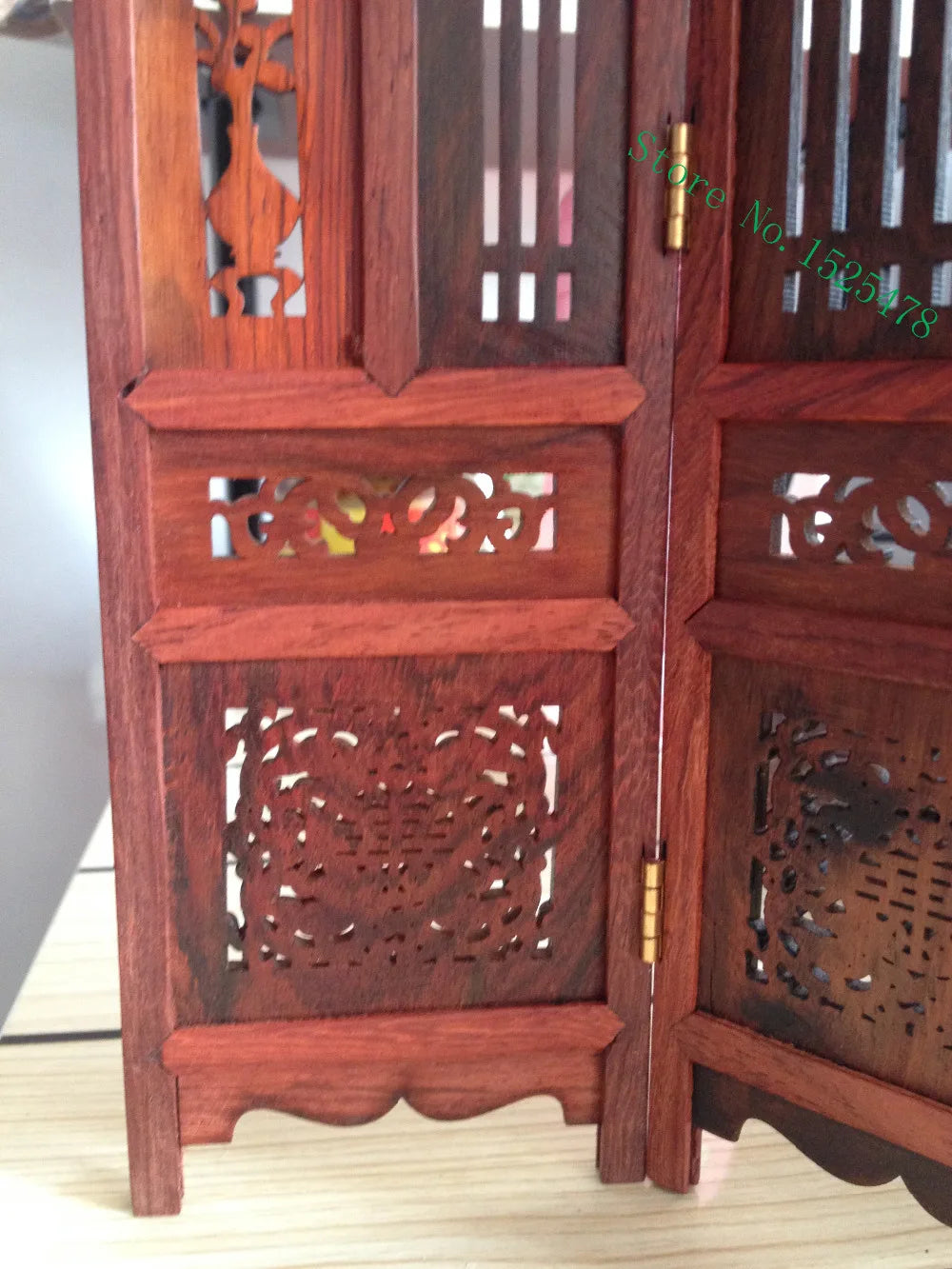 carved boxwood folding screen for interior decoration - vue 6 sur 7