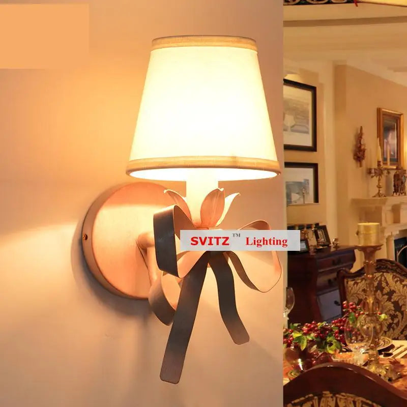 Bow fabric wall light for girls' bedroom - vue 5 sur 9