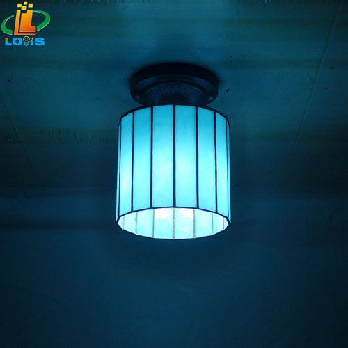Tiffany style glass ceiling light for antique indoor lighting - vue 6 sur 6