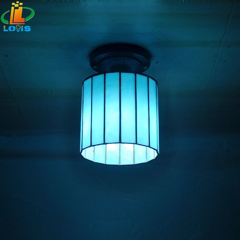 Tiffany style glass ceiling light for antique indoor lighting - vue 5 sur 6