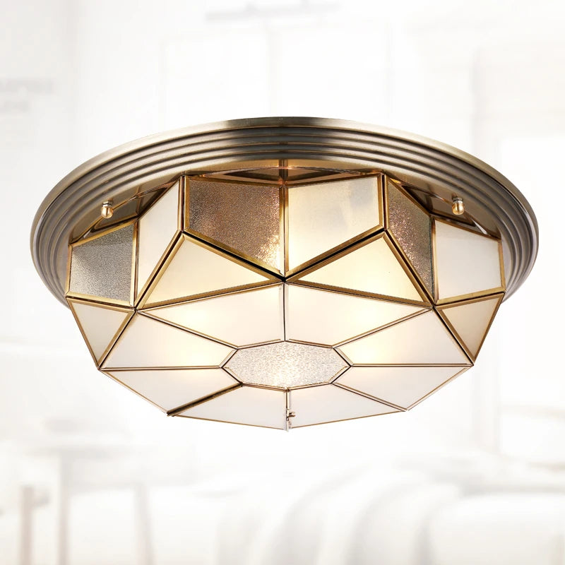 Vintage glass and copper ceiling light for indoor use - vue 3 sur 6