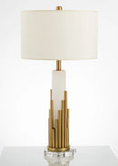 Luxury designer table lamp in marble and metallic fabric, modern style