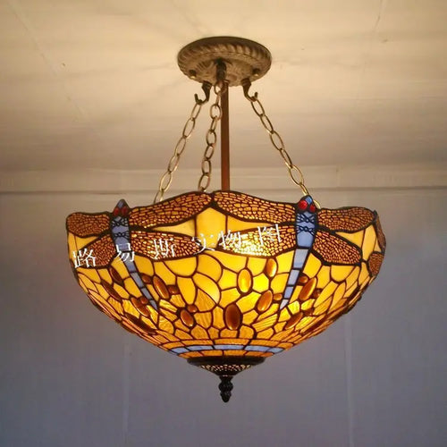 European dragonfly Tiffany chandelier with antique nostalgic light - vue 3 sur 3