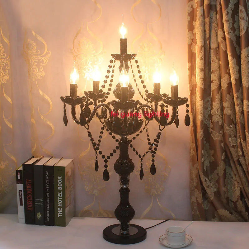 Luxury black crystal table lamp for creative and romantic lighting