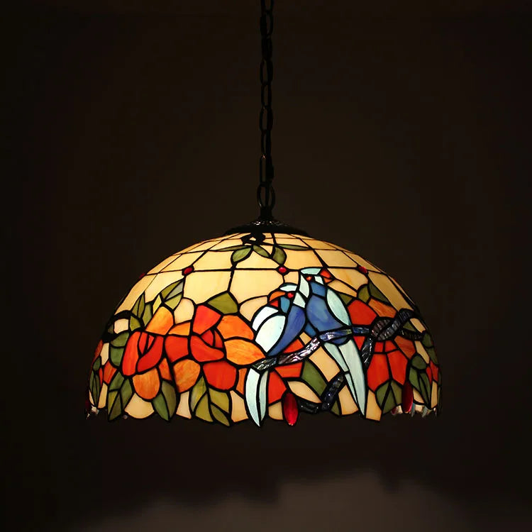Retro stained glass chandelier for café and restaurant