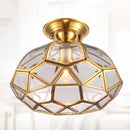 Classic copper ceiling light with vintage glass shade