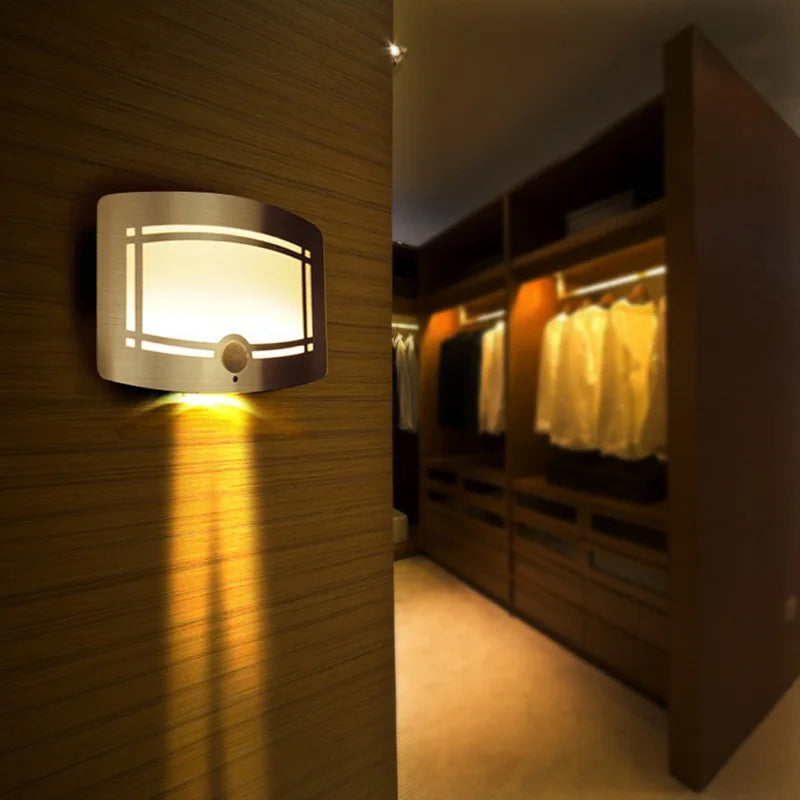 Led wall light with motion sensor, battery powered