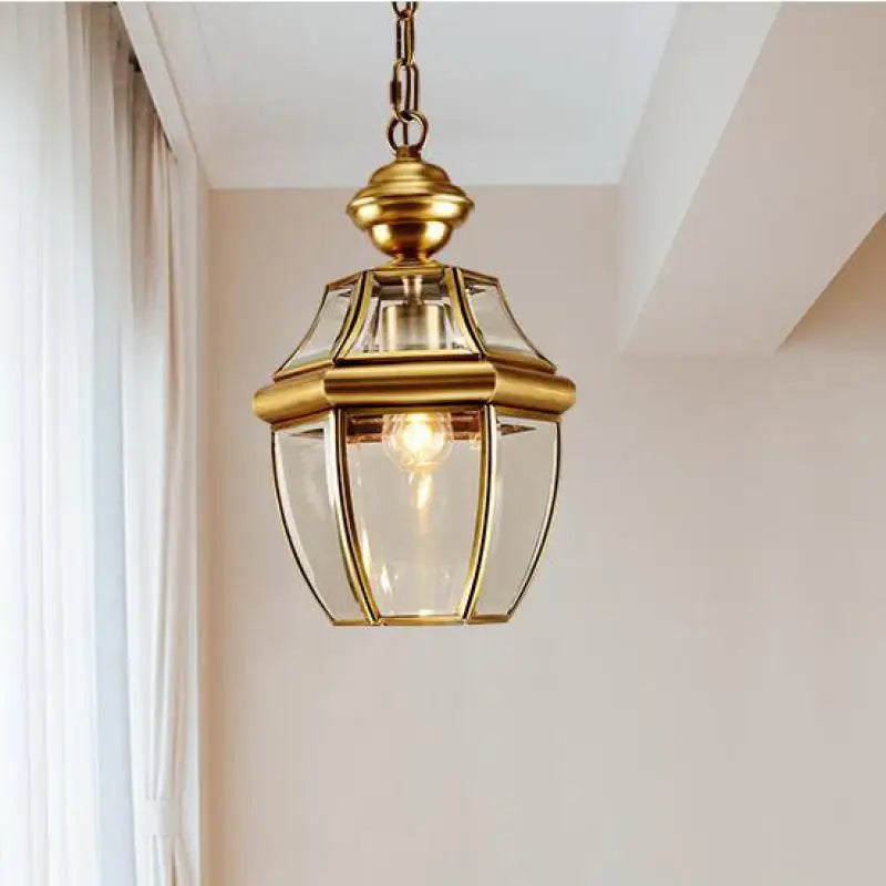 Retro copper pendant light for indoor and outdoor lighting