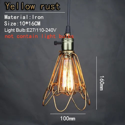 Vintage iron pendant light with lampshade and built-in switch - vue 8 sur 11