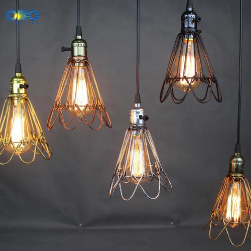 Vintage iron pendant light with lampshade and built-in switch - vue 3 sur 11