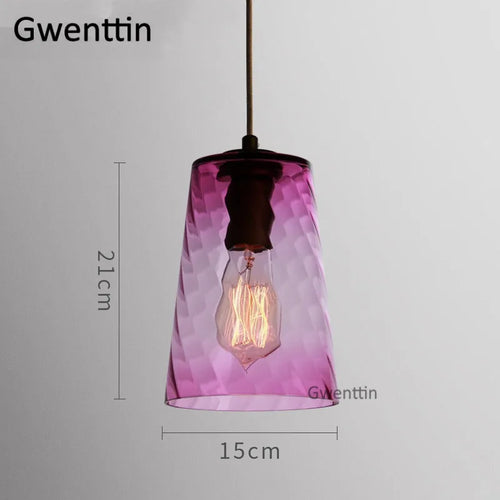 Modern stained glass pendant light for interior decoration - vue 17 sur 22