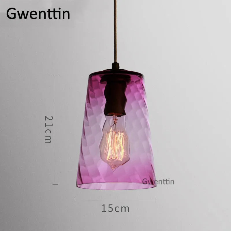 Modern stained glass pendant light for interior decoration - vue 16 sur 22