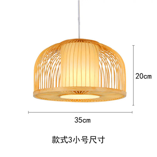 Chinese wooden pendant light with LED design for Japanese restaurant - vue 12 sur 14