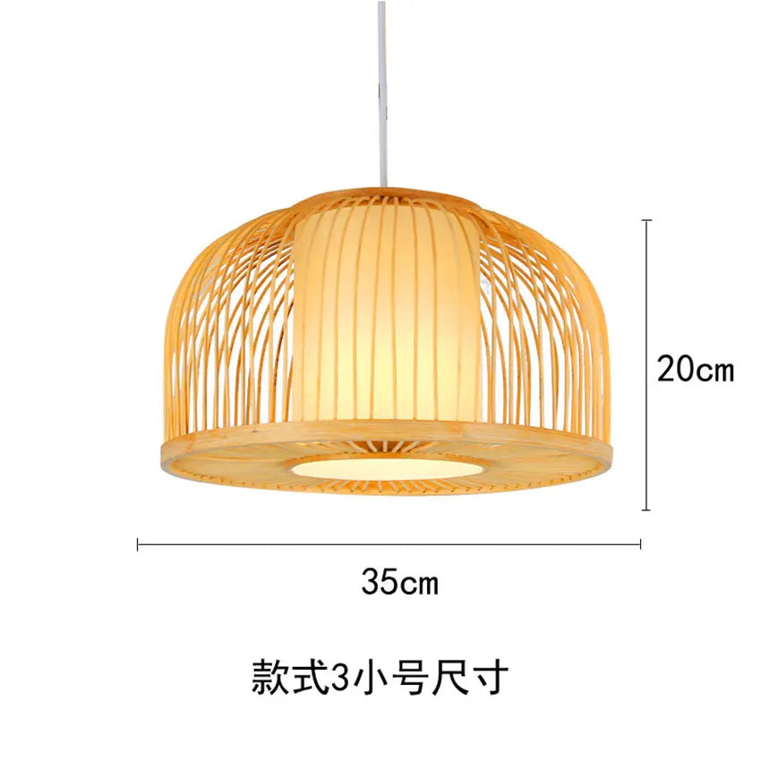 Chinese wooden pendant light with LED design for Japanese restaurant - vue 12 sur 14