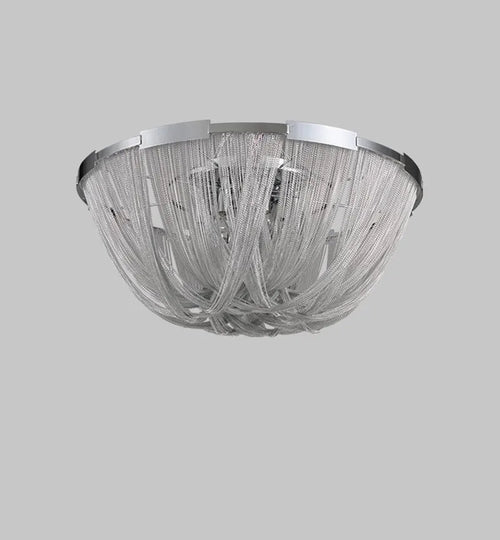 Luxury aluminium ceiling light with tassels and LED bulb - vue 3 sur 6