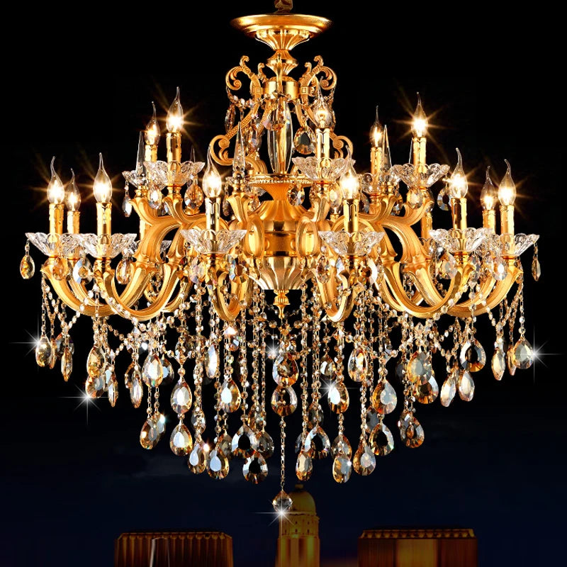 Modern crystal chandelier with suspended LED lighting