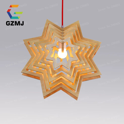 Retro vintage wooden pendant light with LED, American style for lofts