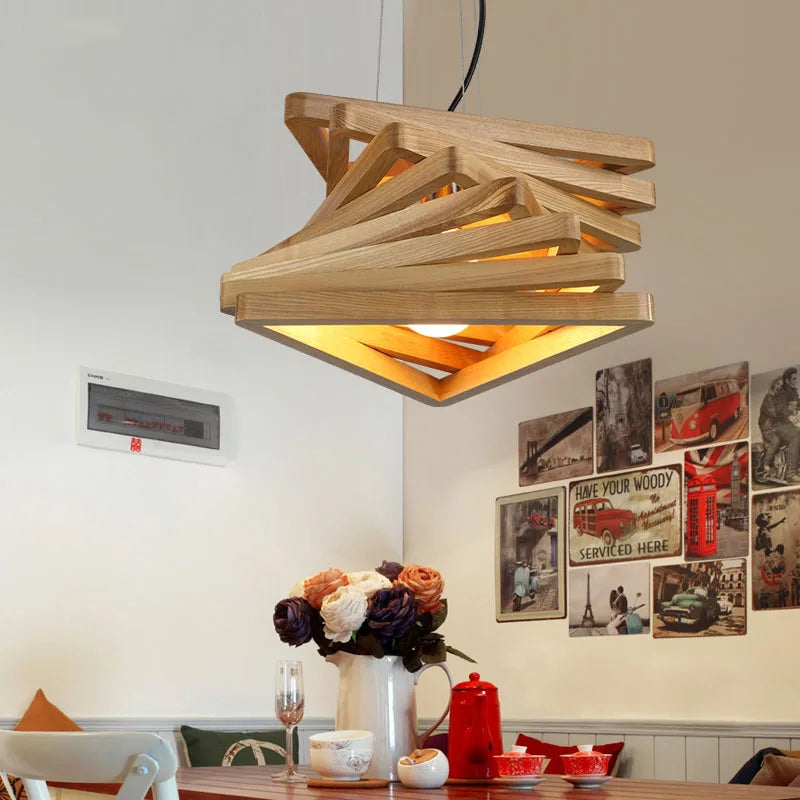 Creative fruit wood pendant light for modern island - vue 3 sur 5