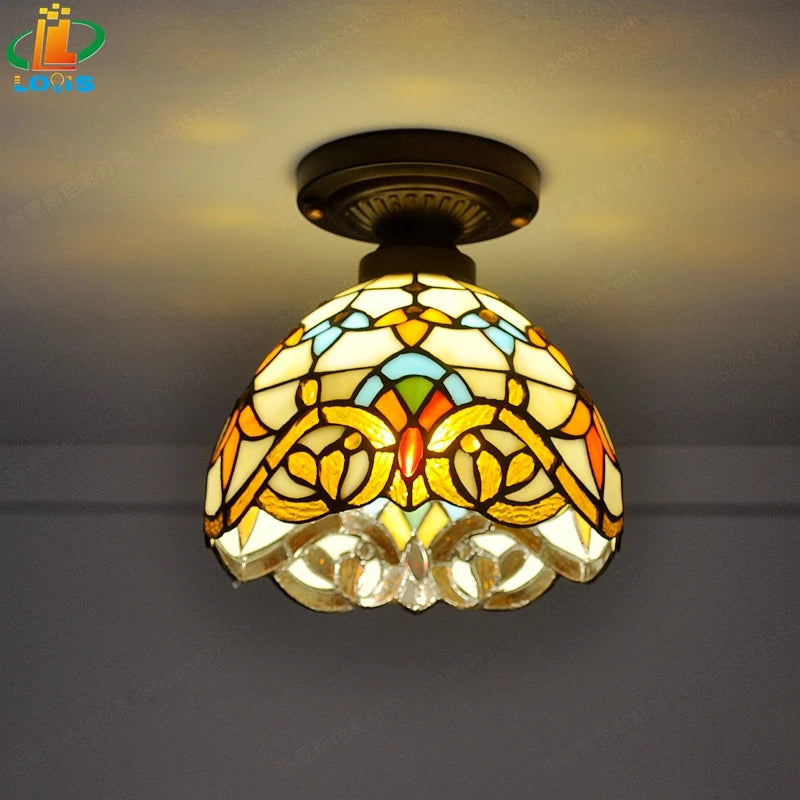 Baroque Tiffany glass ceiling light for interior decor