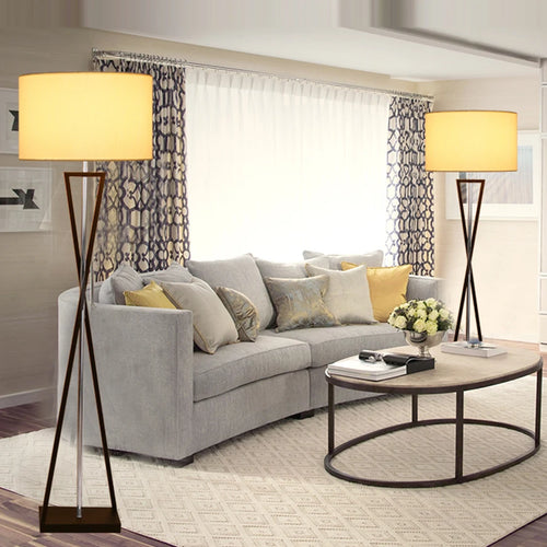 Nordic iron and fabric LED floor lamp for modern interiors - vue 4 sur 6