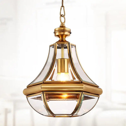 Antique glass and copper pendant light for elegant interiors - vue 3 sur 8