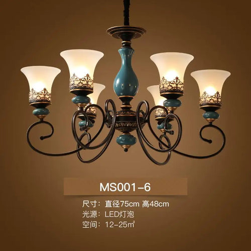 Retro modern luxury ceramic LED chandelier - vue 9 sur 10