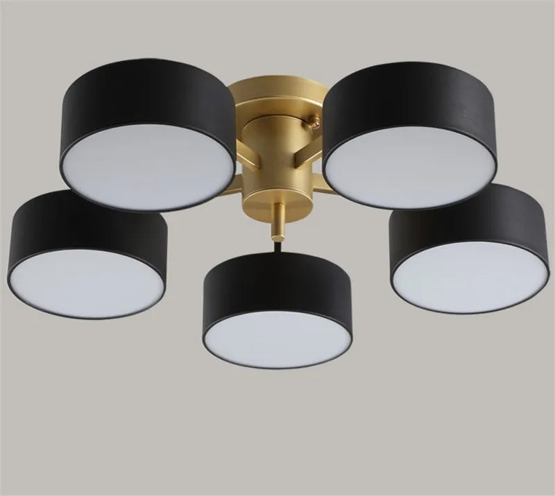 Modern LED ceiling light 5 or 10 heads round acrylic metal design