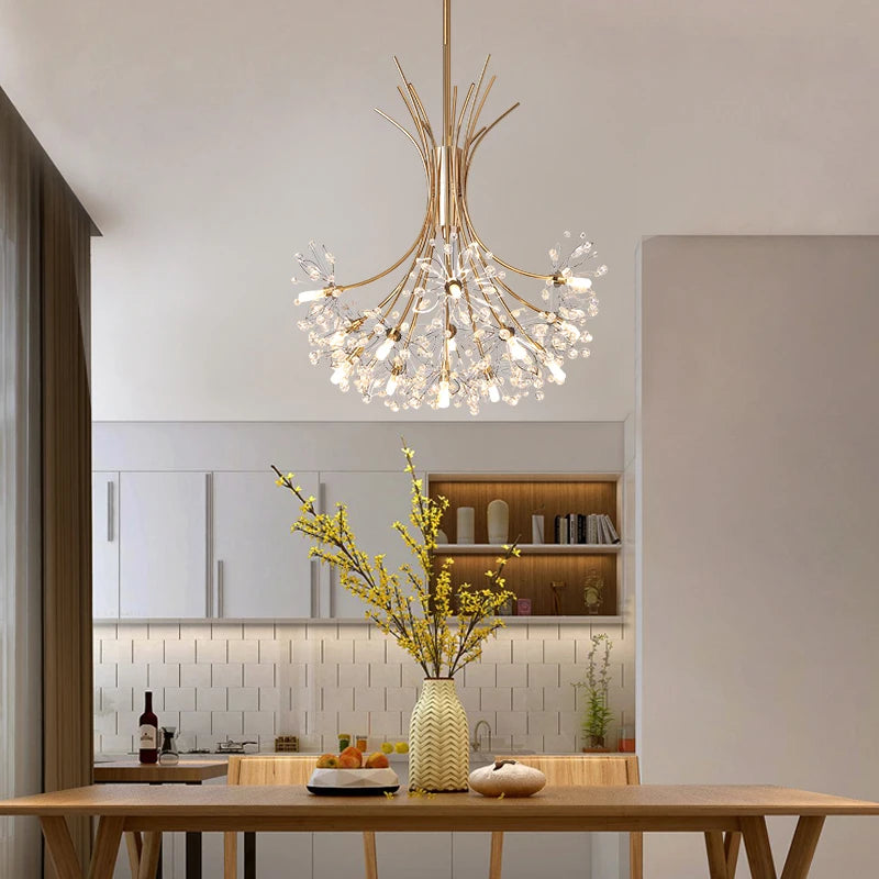 Dandelion crystal pendant light for modern ambience