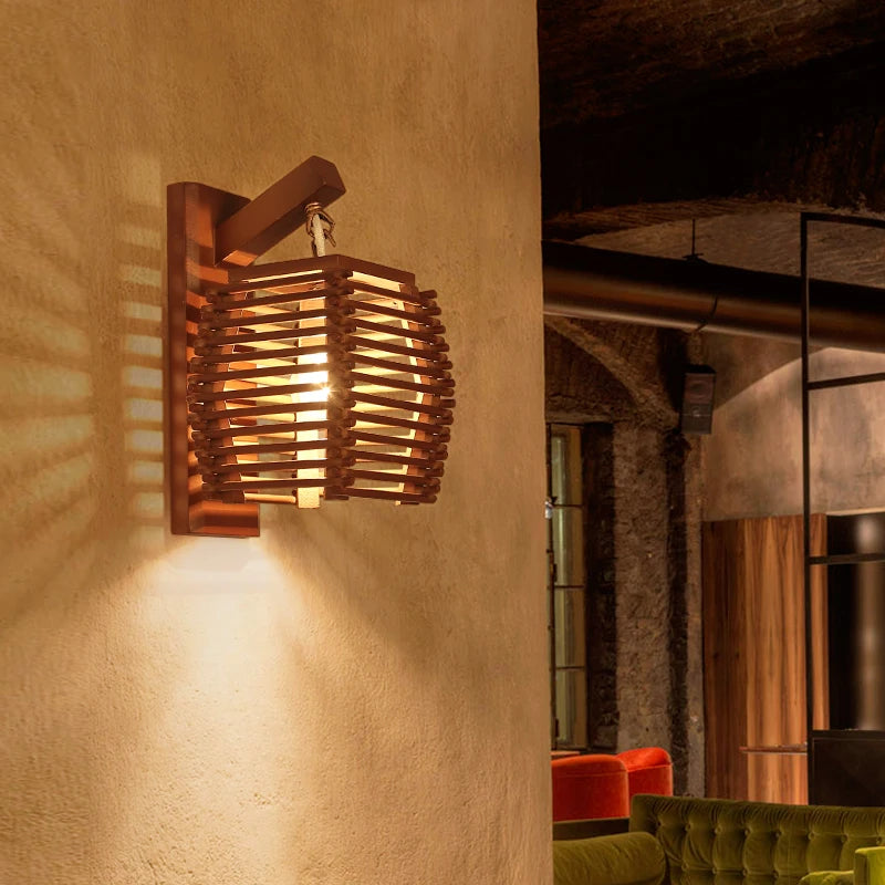 Vintage bamboo wall light for hotel and restaurant