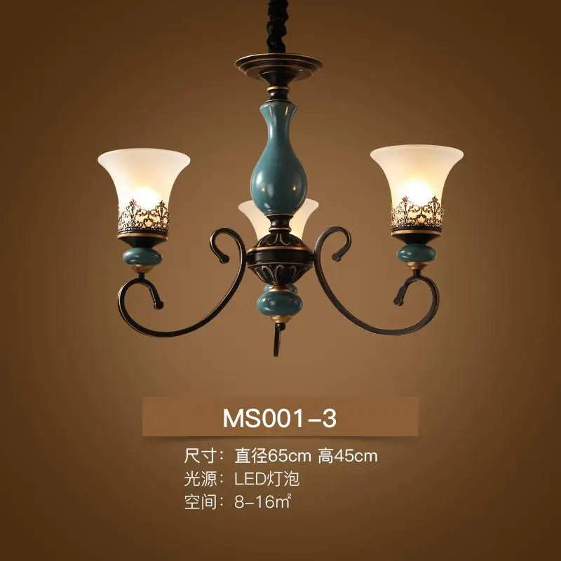 Retro modern luxury ceramic LED chandelier - vue 10 sur 10