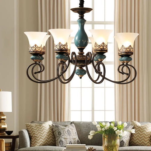 Retro modern luxury ceramic LED chandelier - vue 2 sur 10