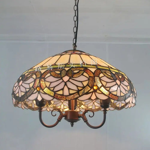 Heart-shaped glass chandelier tiffany style retro for restaurant - vue 6 sur 7
