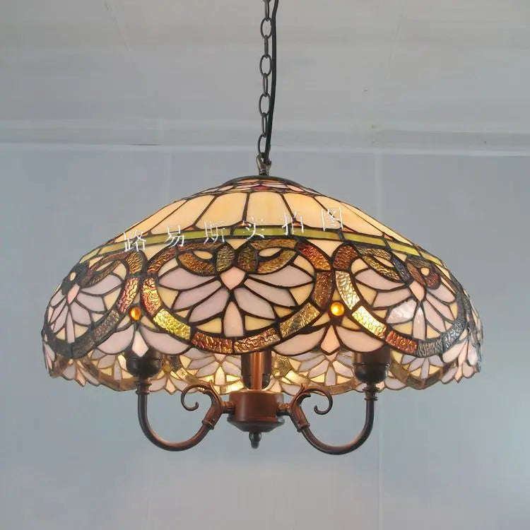 Heart-shaped glass chandelier tiffany style retro for restaurant - vue 5 sur 7
