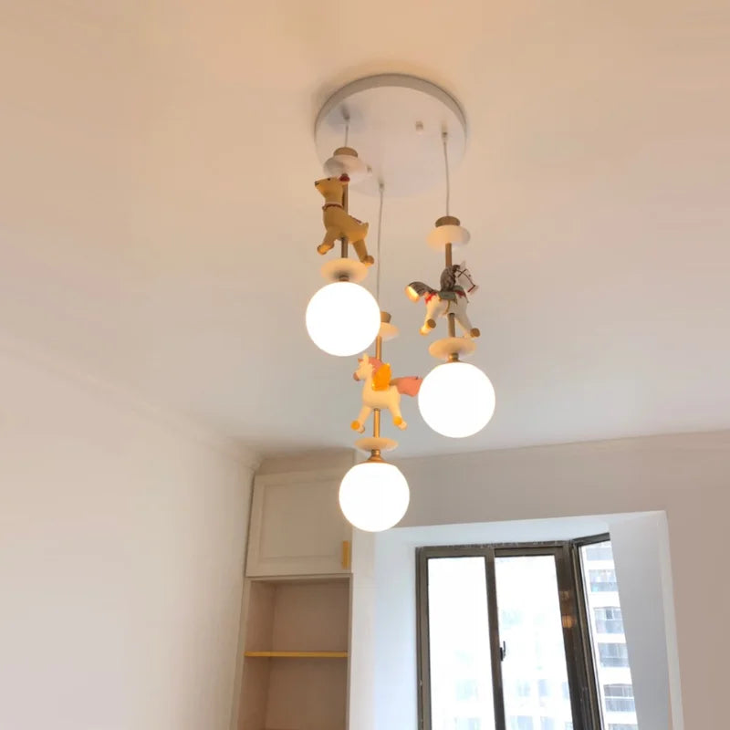 Modern wooden hanging bedside lamp for children