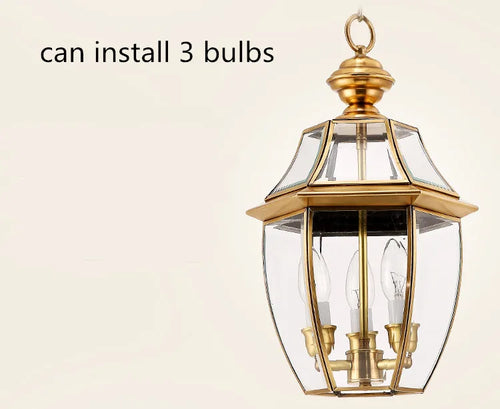 Retro copper pendant light for indoor and outdoor lighting