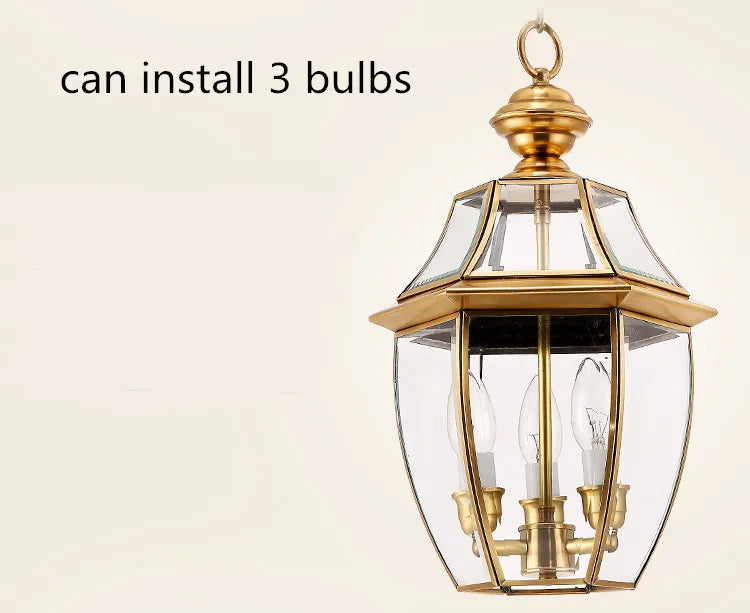 Retro copper pendant light for indoor and outdoor lighting