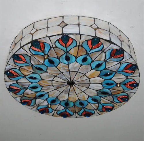 Creative Mediterranean shell peacock tail ceiling light - vue 4 sur 6
