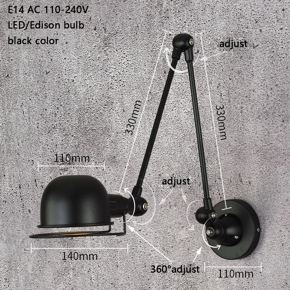 Vintage retractable metal wall light for bar - vue 2 sur 9