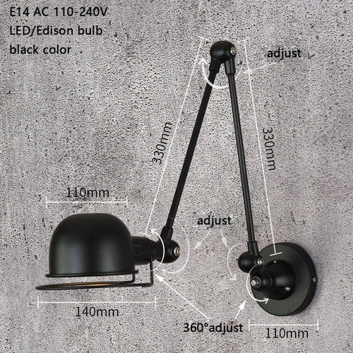 Vintage retractable metal wall light for bar - vue 3 sur 9