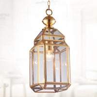 Copper pendant light with glass shade, industrial and rustic style