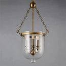 Classic LED pendant light with iron chain and gold body