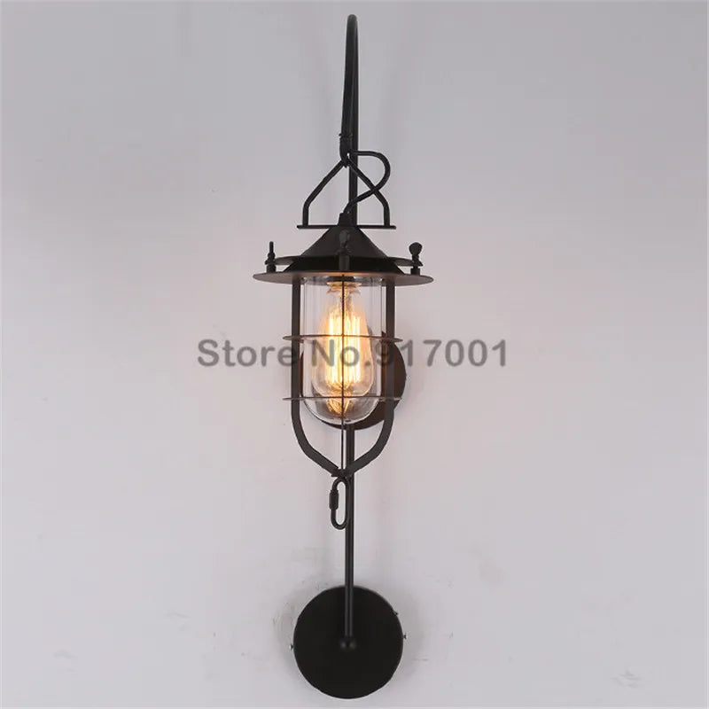 Industrial wall light American retro style metal - vue 4 sur 5