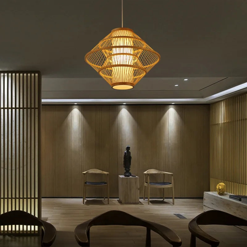 Rattan pendant light for restaurant, bar and hotel