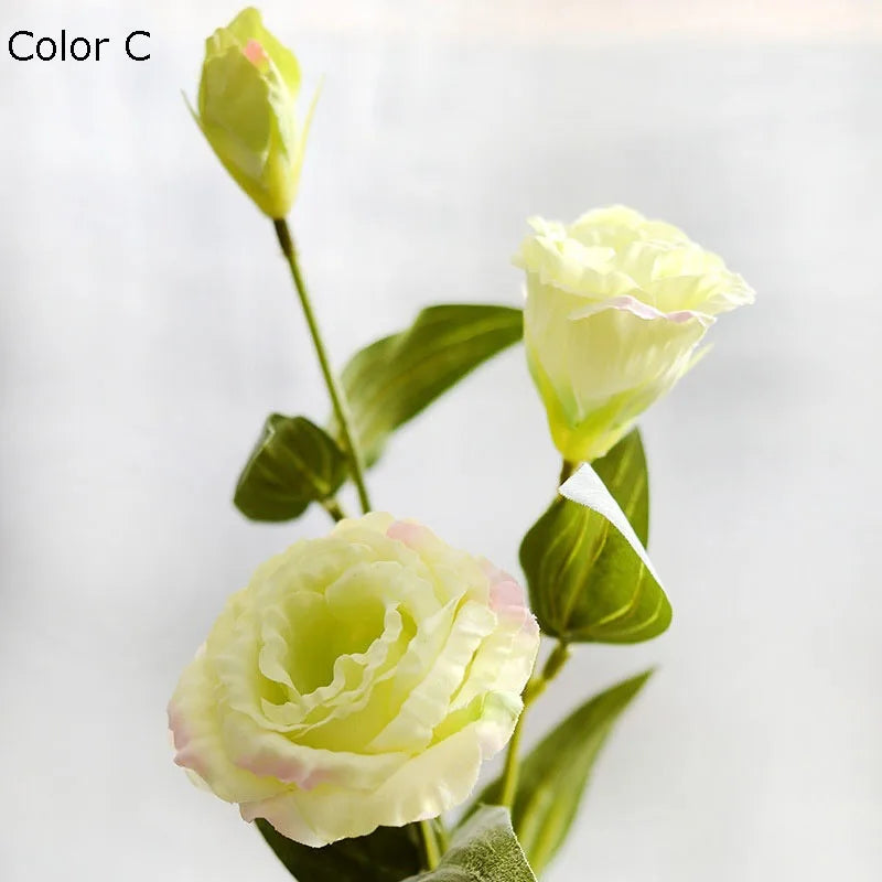 Artificial eustoma silk flowers for weddings, set of 3 branches - vue 11 sur 11