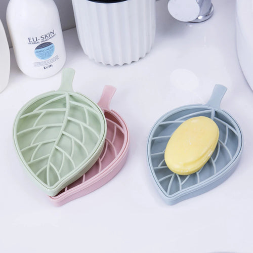 portable leaf-shaped double-layer soap box - vue 2 sur 8