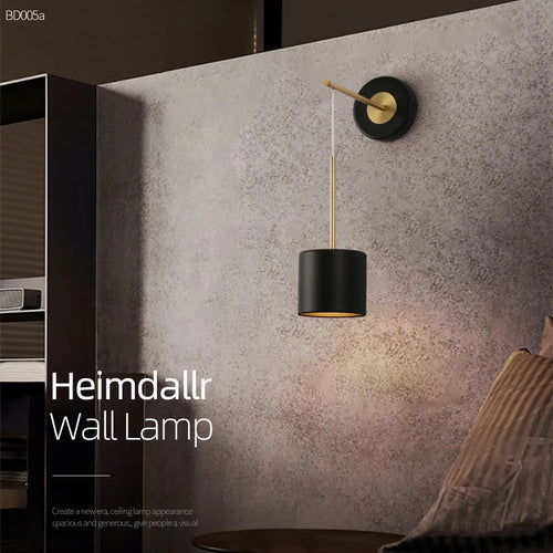 Aisilan luxury hanging wall light in black and gold 5W LED for bedroom and study - vue 7 sur 7